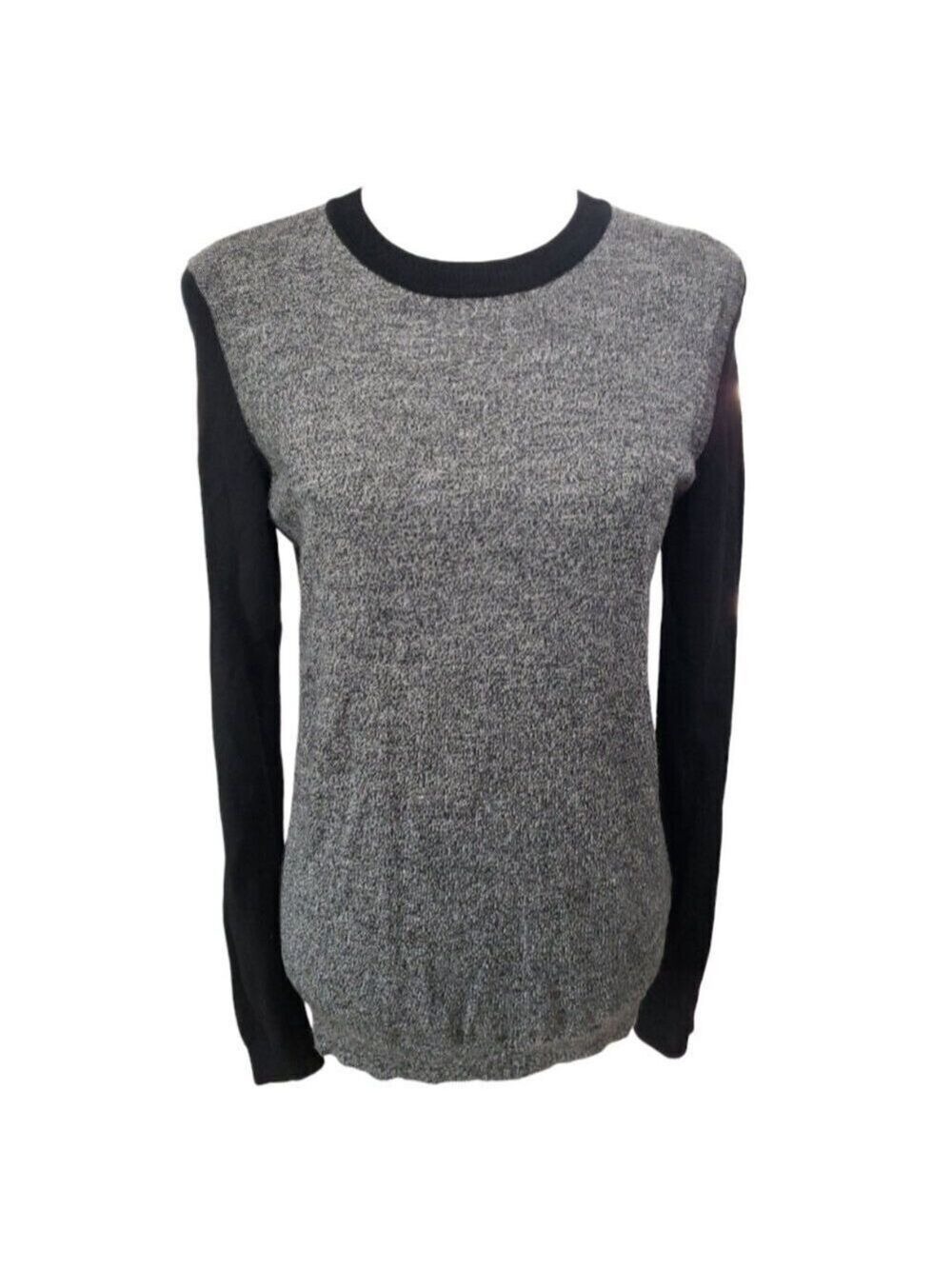 GAP Vintage Knit Black & Gray Scoop Neck Long Sleeve Blouse Large